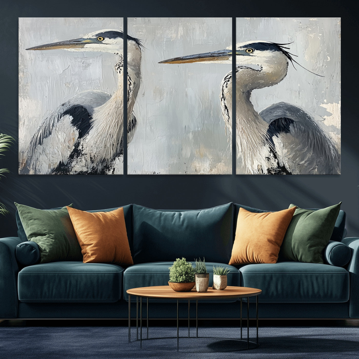 19427826-MGV-CV-36X24-Bird Canvas Decor Wall Art Canvas Print, Framed Coastal Bird Pair Art Picture Print, Minimalist Wildlife Wall Perfect Coastal