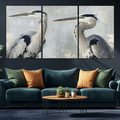 19427826-MGV-CV-36X24-Bird Canvas Decor Wall Art Canvas Print, Framed Coastal Bird Pair Art Picture Print, Minimalist Wildlife Wall Perfect Coastal