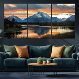 14130176-MGV-CV-36X24-Mountain Sunset Wall Art Canvas Print, Framed Alpine Wilderness Art Picture Print, Golden Hour Perfect Rustic Wilderness Decor