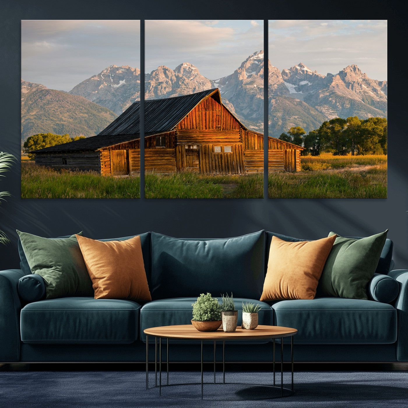31771014-MGV-CV-36X24-Rustic Barn Wall Art Canvas Print, Framed Western Landscape Art Picture Print, Farmhouse Style Perfect Rustic Farmhouse Decor