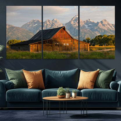 31771014-MGV-CV-36X24-Rustic Barn Wall Art Canvas Print, Framed Western Landscape Art Picture Print, Farmhouse Style Perfect Rustic Farmhouse Decor