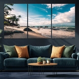 95301406-MGV-CV-36X24-Tropical Beach Wall Art Canvas Print, Framed Ocean Waves Art Picture Print, Relazxing Seascape Perfect Tropical Coastal Decor