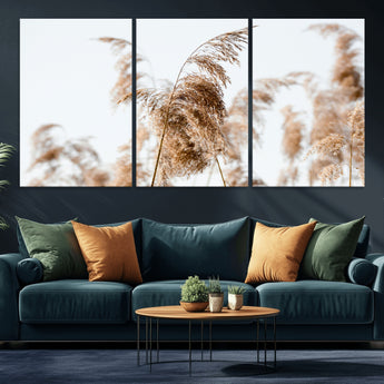 17019393-MGV-CV-36X24-Pampas Grass Wall Art Canvas Print, Framed Neutral Tones Art Picture Print, Minimalist Nature Perfect Boho Minimalist Decor