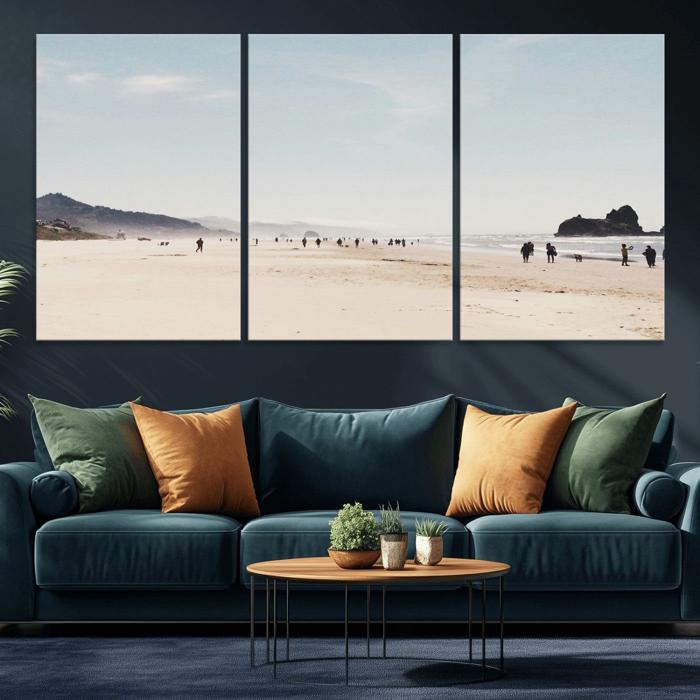 28307820-MGV-CV-36X24-Minimalist Beach Wall Art Canvas Print, Framed Coastal Serenity Art Picture Print, Soft Sand Perfect Modern Coastal Decor Artwork