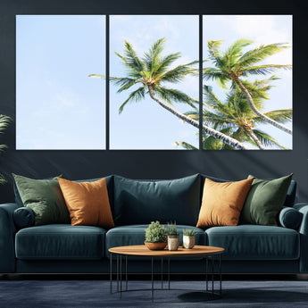 54719115-MGV-CV-36X24-Palm Trees Wall Art Canvas Print, Framed Tropical Aesthetic Art Picture Print, Coastal Serenity Perfect Tropical Minimalist Decor