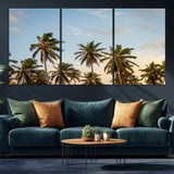 99033771-MGV-CV-36X24-Palm Trees Wall Art Canvas Print, Framed Tropical Vibes Art Picture Print, Coastal Sunset Perfect Coastal Boho Decor Artwork