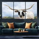 63592811-MGV-CV-36X24-Texas Longhorn Wall Art Canvas Print, Framed Western Rustic Art Picture Print, Farmhouse Decor Perfect Rustic Farmhouse Decor