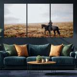 57597730-MGV-CV-60X30-3P-Cowboy Wall Art Wall Art Canvas Print, Framed Western Canvas Art Picture Print, Rustic Ranch Scene Perfect Rustic Western Decor