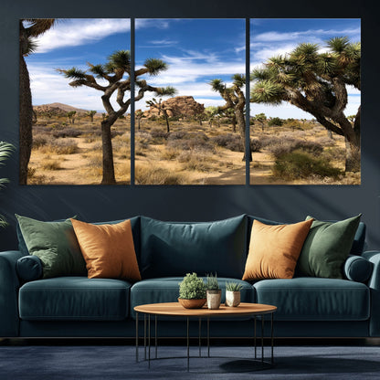 25722592-MGV-CV-36X24-Joshua Tree Desert Wall Art Canvas Print, Framed Southwestern Nature Art Picture Print, Rustic Earth Tones Perfect Southwestern