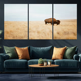 61392510-MGV-CV-36X24-Buffalo Wall Art Wall Art Canvas Print, Framed Western Wildlife Decor Art Picture Print, Rustic Farmhouse Art Perfect Rustic