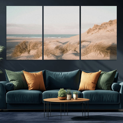 28064037-MGV-CV-36X24-Minimalist Seascape Wall Art Canvas Print, Framed Neutral Beach Print Art Picture Print, Sand Dune Photography Perfect