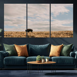 22754563-MGV-CV-36X24-Earthy Tones Wall Art Canvas Print, Framed Rustic Nature Art Picture Print, Solitary Buffalo Perfect Western Minimalist Decor