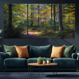 65810864-MGV-CV-36X24-Autumn Forest Wall Art Canvas Print, Framed Fall Woodland Art Picture Print, Golden Leaves Perfect Rustic Farmhouse Decor Artwork