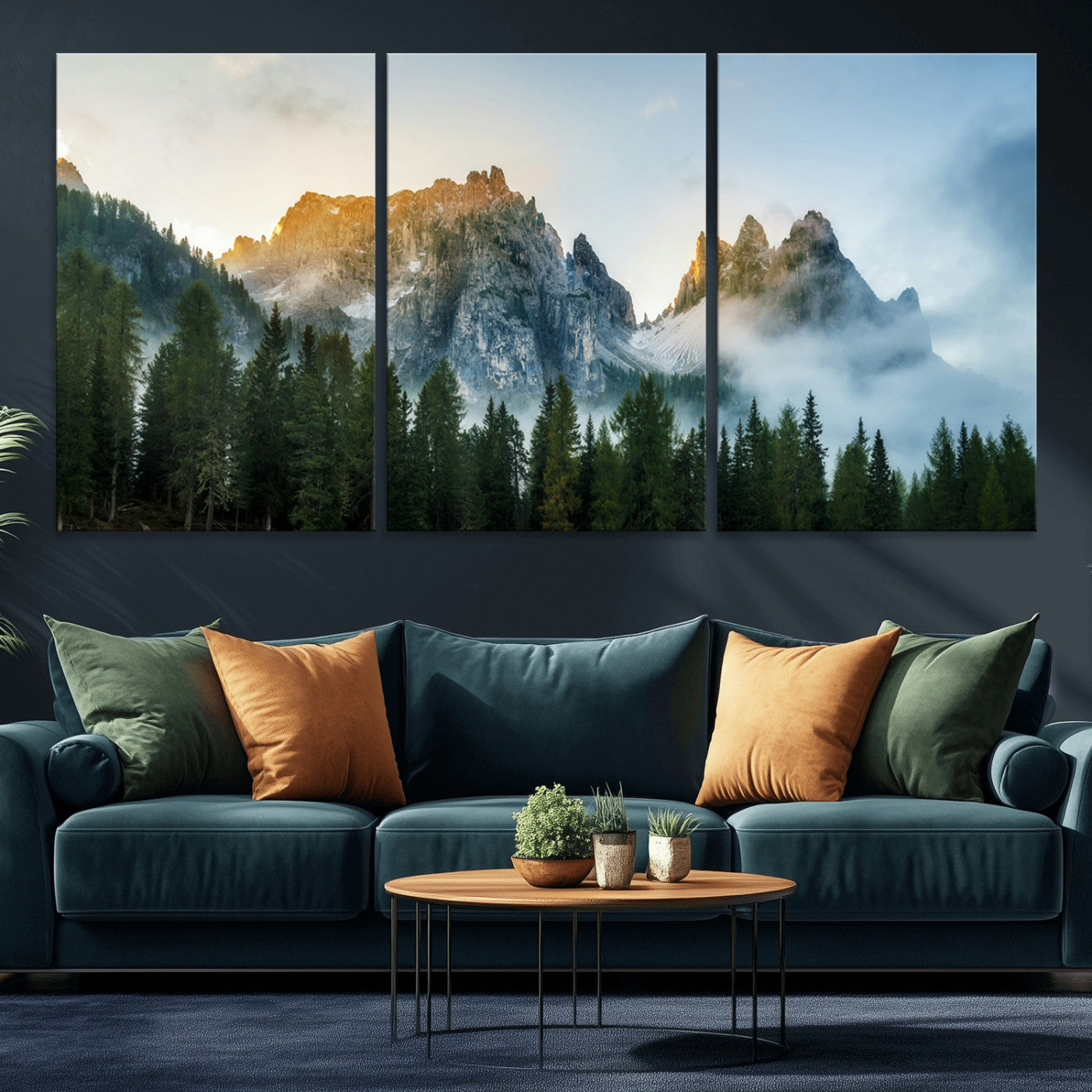 21145440-MGV-CV-36X24-Wilderness Wall Art Wall Art Canvas Print, Framed Nature Landscape Decor Art Picture Print, Misty Forest Photography Perfect