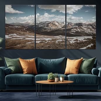 44565953-MGV-CV-36X24-Mountain Landscape Wall Art Canvas Print, Framed Snowy Peaks Art Picture Print, Rugged Highlands Perfect Rustic Adventure Decor