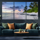 75045485-MGV-CV-36X24-Tropical Beach Wall Art Canvas Print, Framed Sunset Glow Art Picture Print, Palm Tree Coast Perfect Tropical Coastal Decor Artwork