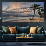 62574547-MGV-CV-36X24-Tropical Storm Wall Art Canvas Print, Framed Moody Beach Art Picture Print, Dramatic Sky Perfect Tropical Coastal Decor Artwork