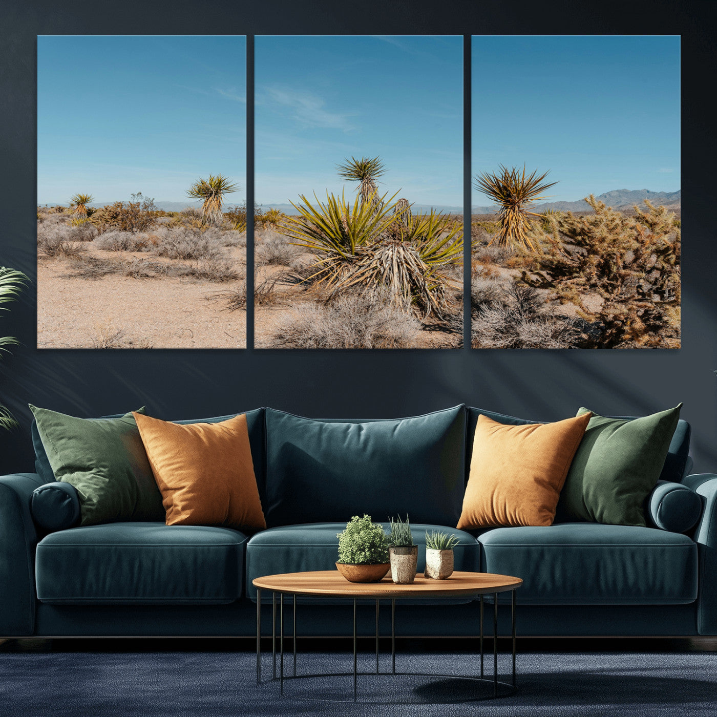 35156165-MGV-CV-36X24-Joshua Tree Wall Art Canvas Print, Framed Desert Landscape Art Picture Print, Warm Earth Tones Perfect Southwestern Minimalist