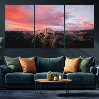 32786115-MGV-CV-36X24-Half Dome Wall Art Canvas Print, Framed Yosemite National Park Art Picture Print, Dramatic Sunset Perfect Adventurous Wilderness