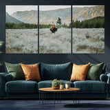 41674074-MGV-CV-36X24-Bison Wall Art – American Buffalo Wildlife Photography Canvas Print, Western Mountain Landscape Artwork Rustic Nature Decor for