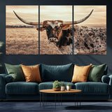 95745718-MGV-CV-36X24-Texas Longhorn Wall Art – Western Cattle Photography Canvas Print, Rustic Ranch Animal Artwork Country Farmhouse Decor for Living