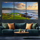 50107048-MGV-CV-36X24-Golf Course Wall Art – Coastal Ocean View Canvas Print, Scenic Fairway Landscape Decor for Office, Man Cave, Bedroom, or Living