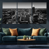 46578567-MGV-CV-36X24-Atlanta Skyline Wall Art – Black and White Cityscape Canvas Print, Modern Urban Night Decor for Office, Living Room, or Apartment