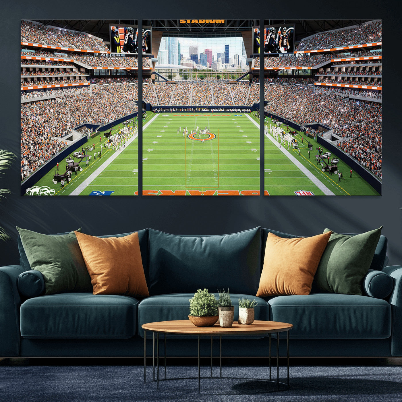 76935553-MGV-CV-36X24-Football Stadium Wall Art – Panoramic Game Day Canvas Print, Sports Decor for Man Cave, Office, Bar, or Living Room