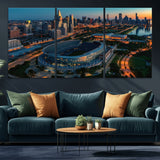 36690345-MGV-CV-36X24-Soldier Field Wall Art – Chicago Bears Stadium Aerial Night Canvas Print, City Skyline Football Decor for Living Room, Office, or
