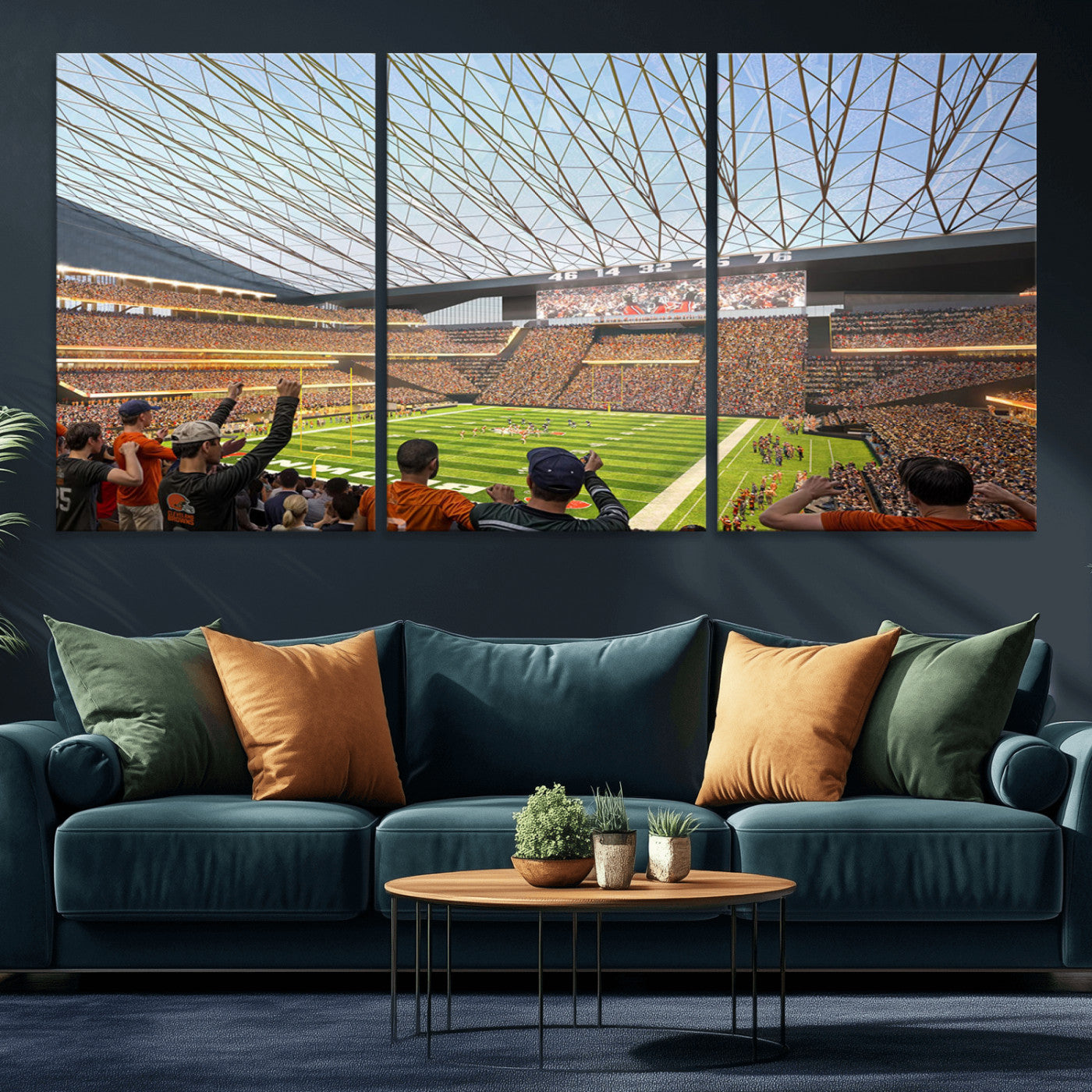 81960112-MGV-CV-36X24-Futuristic Football Stadium Wall Art – Modern Dome Arena Canvas Print, Chicago Bears Concept Design Sports Decor for Man Cave or
