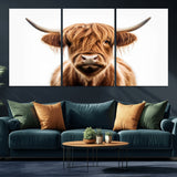 637908607-MGV-FC-93X47-3P_Black-Highland Cow Wall Art Print – Rustic Farmhouse Animal Portrait, Scottish Highland Cattle Canvas, Modern Country Wall Decor for
