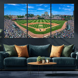 56213978-MGV-CV-36X24-Wrigley Field Baseball Stadium Canvas Wall Art – Packed Crowd Sports Stadium Print, City Skyline Baseball Field Canvas for Game