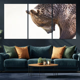 14405507-MGV-CV-36X24-Grizzly Bear Canvas Wall Art – Framed Wildlife Nature Decor, Large Brown Bear Profile Canvas Print for Living Room, Office, or