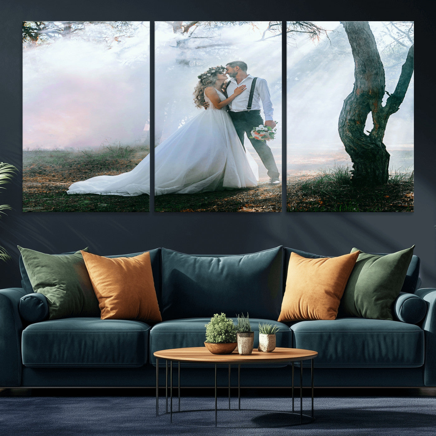 CSTM913-MGV-CV-36X24-Framed Wedding Canvas Print - Custom Wall Art Keepsake for Couples, Elegant Home Decoration Gift, Create Your Own Photo Canvas