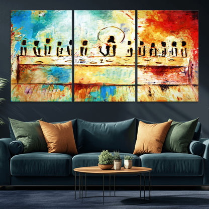 YKE34632598CR-MGV-CV-36X24-Abstract Last Supper with Apostles Wall Art Canvas Print