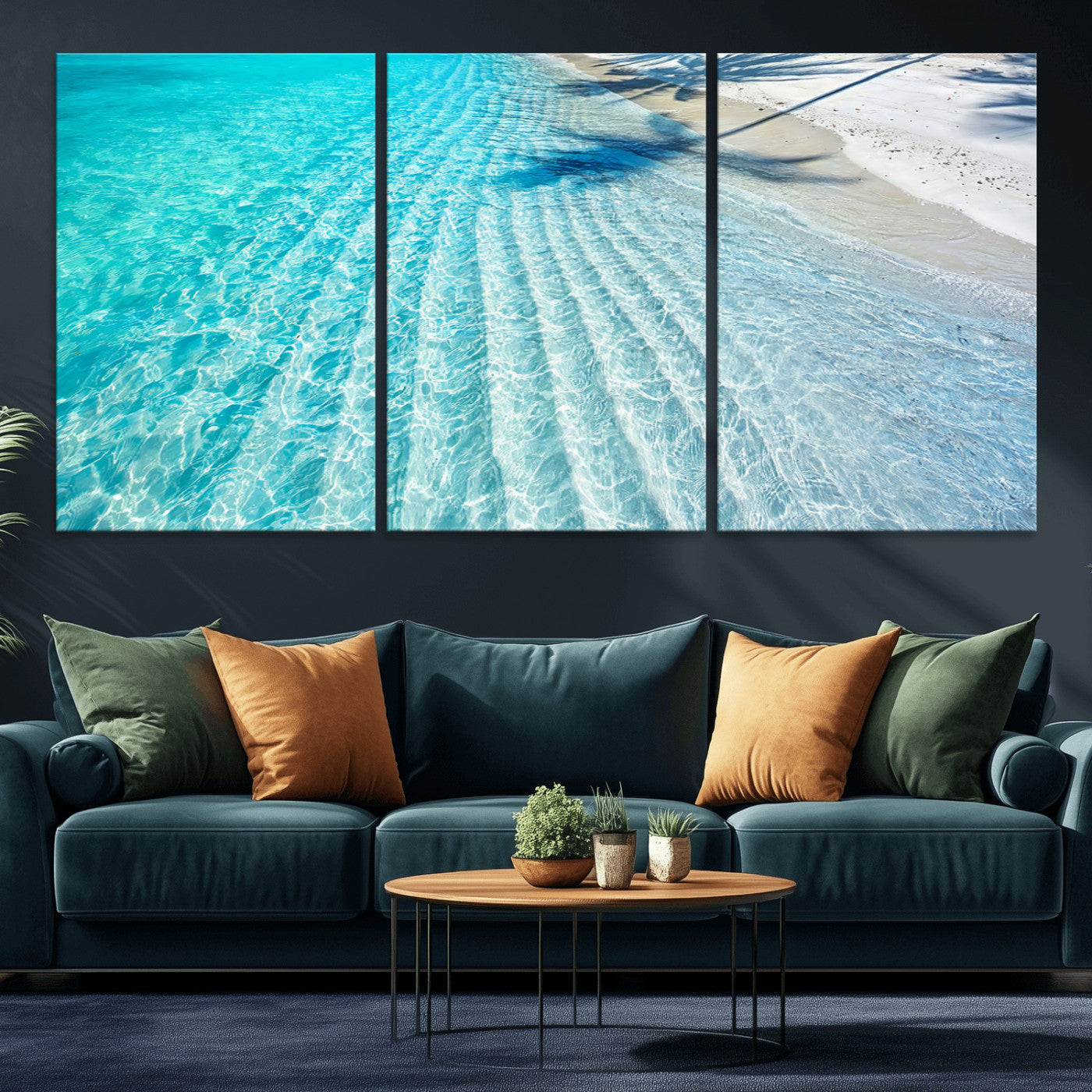 68127042-MGV-CV-36X24-Beach Wall Art – Tropical Ocean Canvas Print, Clear Water and White Sand Photography Decor for Bedroom, Living Room, Office,
