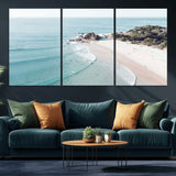 79395467-MGV-CV-36X24-Coastal Wall Art – Aerial Beach Canvas Print, Ocean Waves and Sandy Shore Photography Decor for Bedroom, Living Room, Office,