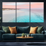 41613614-MGV-CV-36X24-Beach Sunset Wall Art – Pastel Ocean Canvas Print, Turquoise Water and Pink Sky Photography Decor for Bedroom, Living Room, Office