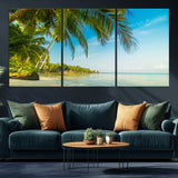 65056721-MGV-CV-36X24-Tropical Beach Wall Art – Palm Tree Coastal Photography Print, Relaxing Ocean Paradise Landscape, Island Seascape Home or Office