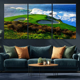 34181847-MGV-CV-36X24-Coastal Golf Course Wall Art – Panoramic Ocean Fairway Canvas Print, Scenic Sports Photography Decor for Office, Man Cave, Living