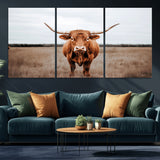 16316734-MGV-CV-36X24-Texas Longhorn Wall Art – Rustic Bull Portrait Canvas Print, Western Farmhouse Animal Photography Decor for Living Room, Office,