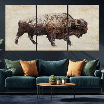 54810031-MGV-CV-36X24-Western Wall Art – Snow Covered Bison Canvas Print, Rustic Wildlife Photography Decor for Bedroom, Living Room, Office, Lodge,