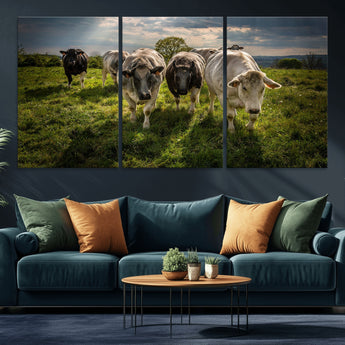 67277447-MGV-CV-36X24-Farmhouse Wall Art – Herd of Cows Canvas Print, Rustic Country Pasture Photography Decor for Bedroom, Living Room, Office, Ranch,