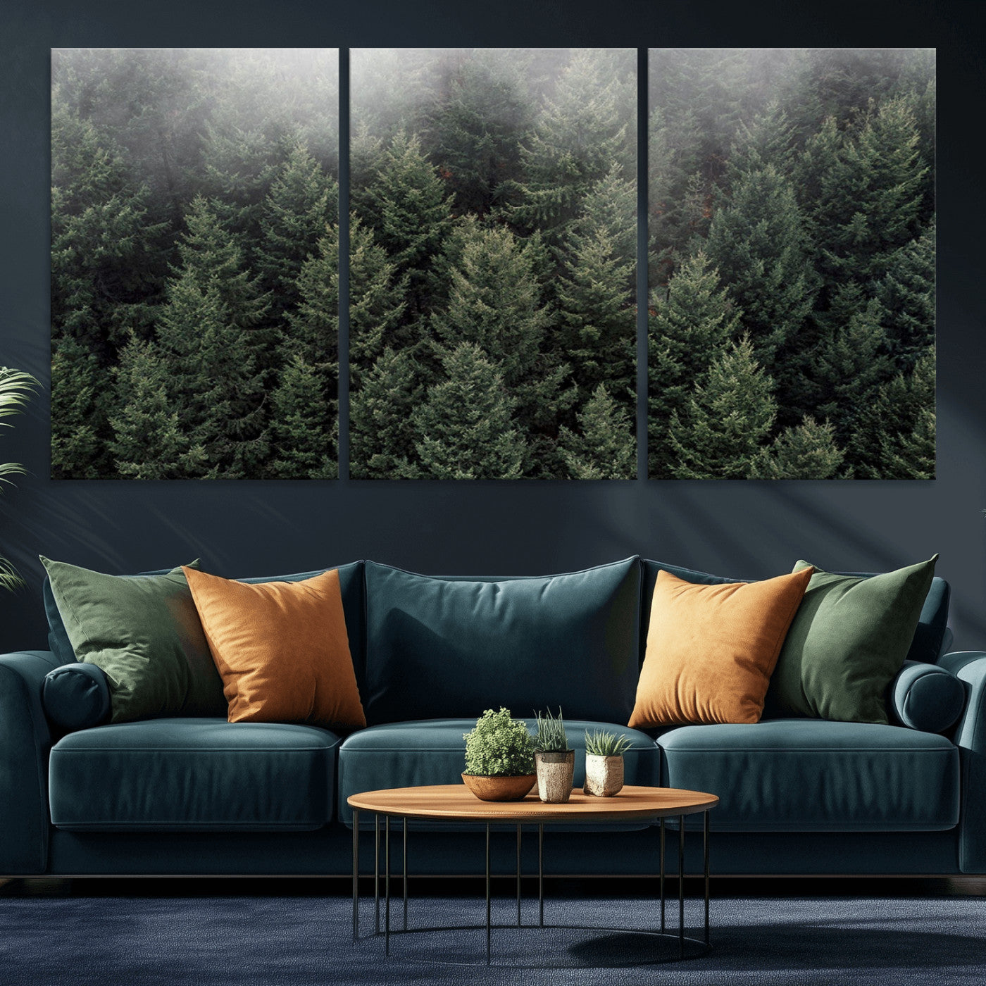 84059409-MGV-CV-36X24-Forest Wall Art – Misty Evergreen Trees Canvas Print, Tranquil Nature Photography Decor for Bedroom, Living Room, Office, Cabin or