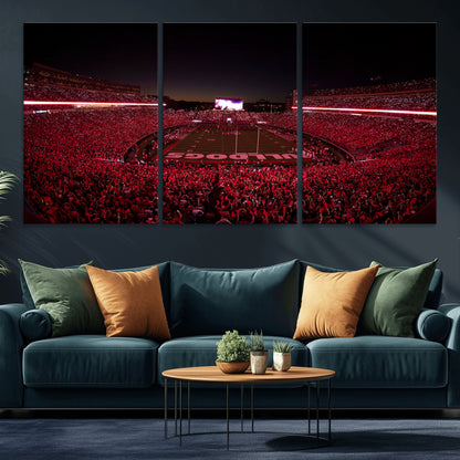 38331045-MGV-CV-36X24-Sanford Stadium Wall Art – Georgia Bulldogs Football Red Night Game Canvas Print, Electric College Sports Decor for Man Cave or