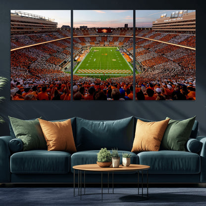 37160229-MGV-CV-36X24-Neyland Stadium Wall Art – Panoramic Tennessee Volunteers Sunset Canvas Print, Checkerboard Crowd Football Game Day Decor for