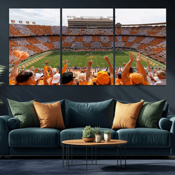 76011417-MGV-CV-36X24-Neyland Stadium Wall Art – Panoramic Tennessee Volunteers Checkerboard Crowd Canvas Print, Day Game Football Celebration Sports