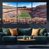64238859-MGV-CV-36X24-Neyland Stadium Wall Art – Panoramic Tennessee Volunteers Power T Checkerboard Crowd Canvas Print, Day Game Football Band Sports