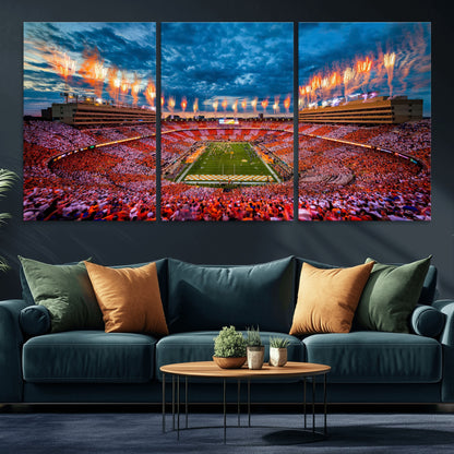 94266219-MGV-CV-36X24-Neyland Stadium Wall Art – Panoramic Tennessee Volunteers Checkerboard Crowd Fireworks Canvas Print, Football Game Day Sports