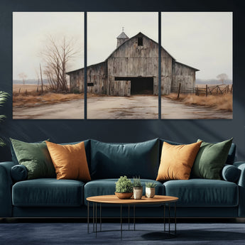 90499-MGV-CV-36X24-Old Barn Wall Art Canvas Print, Framed Rustic Barn Art Picture Print, Abandoned Farm Perfect Rustic Farmhouse Decor Artwork